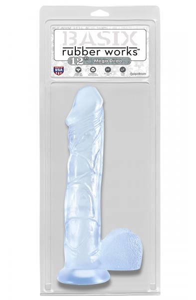 Basix Rubber Works 12 Inch Mega Dildo - Clear