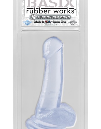 Basix Rubber Works 8 Inch Dong With Suction Cup -  Clear