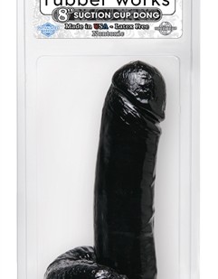 Basix Rubber Works 8 Inch Dong With Suction Cup -  Black