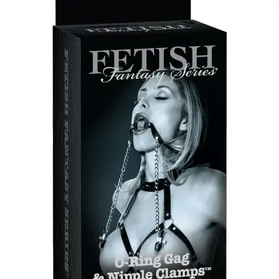 Fetish Fantasy Series Limited Edition O-Ring Gag and Nipple Clamps - Black