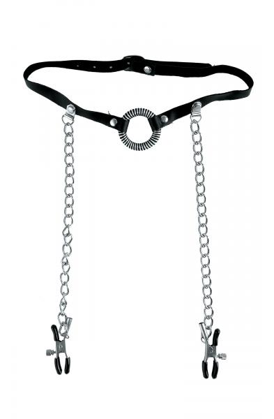 Fetish Fantasy Series Limited Edition O-Ring Gag  and Nipple Clamps - Black