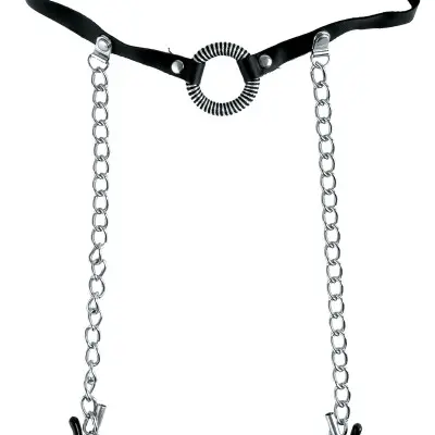 Fetish Fantasy Series Limited Edition O-Ring Gag and Nipple Clamps - Black