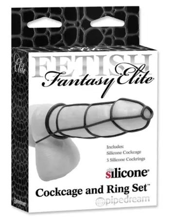 Fetish Fantasy Elite Cockcage and Ring Set - Black