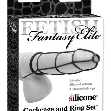 Fetish Fantasy Elite Cockcage and Ring Set - Black
