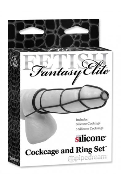 Fetish Fantasy Elite Cockcage and Ring Set - Black