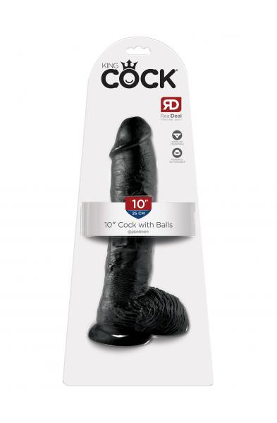 King Cock 10-Inch Cock With Balls - Black