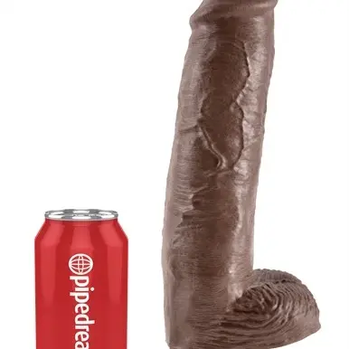 King Cock 11 Inch Cock With Balls  - Brown
