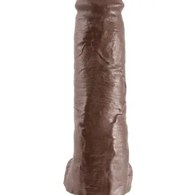 King Cock 11 Inch Cock With Balls  - Brown