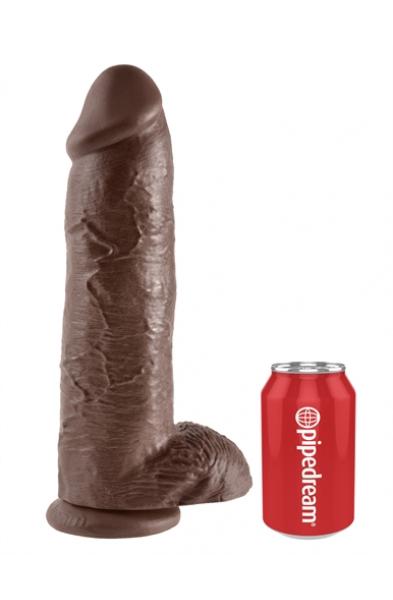 King Cock 12 Inch Cock With Balls - Brown