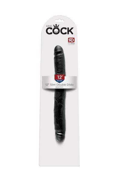 King Cock 12 Inch Slim Double Dildo - Black