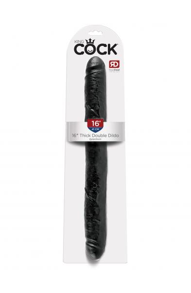 King Cock 16 Inch Thick Double  Dildo - Black