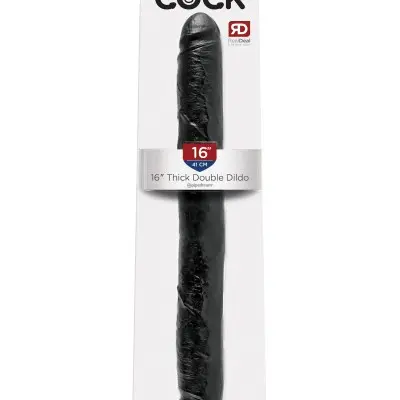 King Cock 16 Inch Thick Double  Dildo - Black