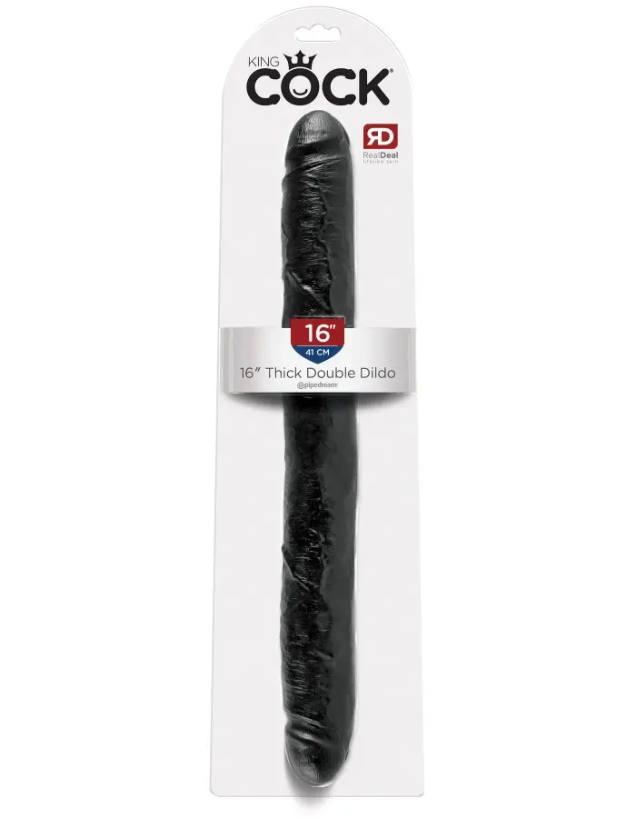 King Cock 16 Inch Thick Double  Dildo - Black