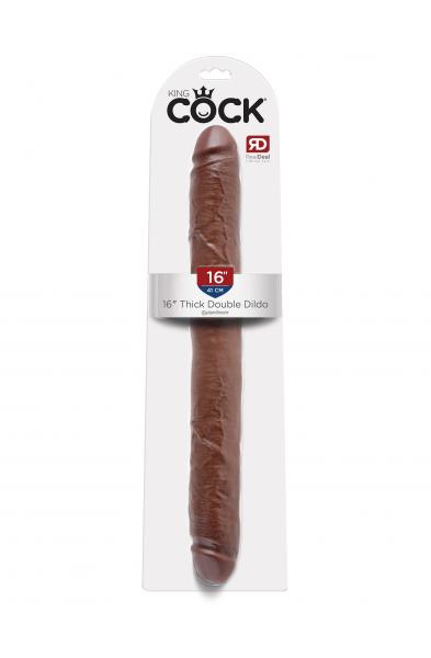 King Cock 16" Thick Double Dildo - Brown