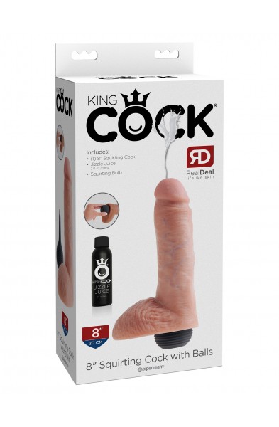 King Cock 8 Inch Squirting Cock With Balls - Light