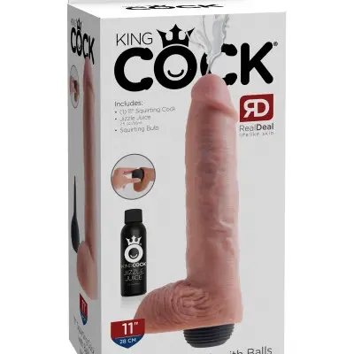King Cock 11 Inch Squirting Cock With Balls - Flesh