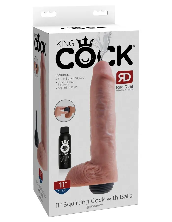 King Cock 11 Inch Squirting Cock With Balls - Flesh