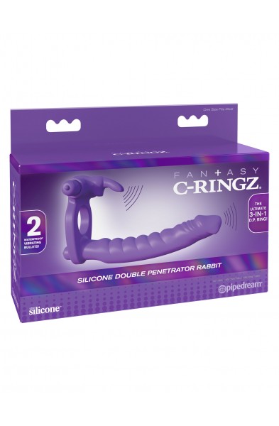 Fantasy C-Ringz Silicone Double Penetrator Rabbit - Purple