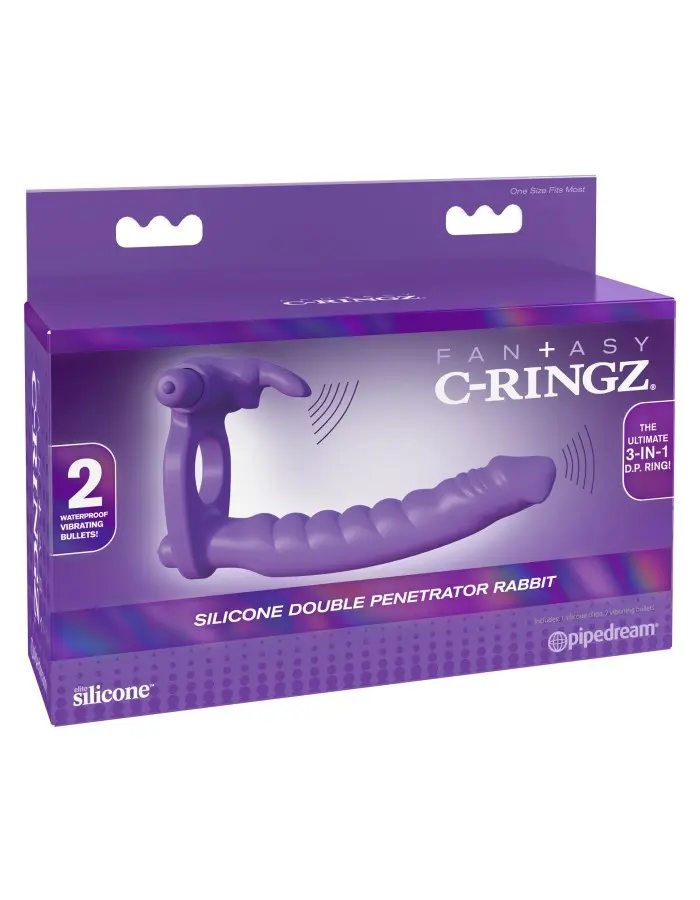 Fantasy C-Ringz Silicone Double Penetrator Rabbit - Purple