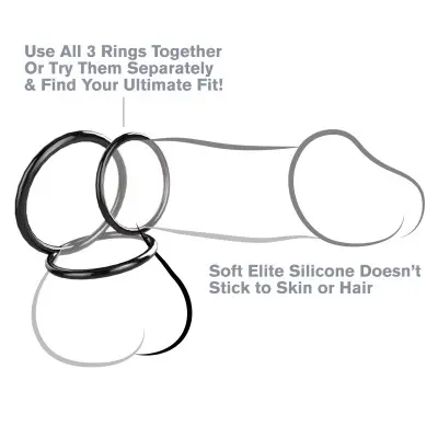 Fantasy C-Ringz Silicone Ring Stamina Set - Black