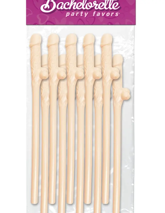 Bachelorette Party Favors - Dicky Sipping Straws - Light - 10 Piece