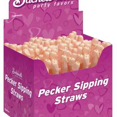 Bachelorette Party Favors - Pecker Sipping Straws  - 144 Piece Display - Light