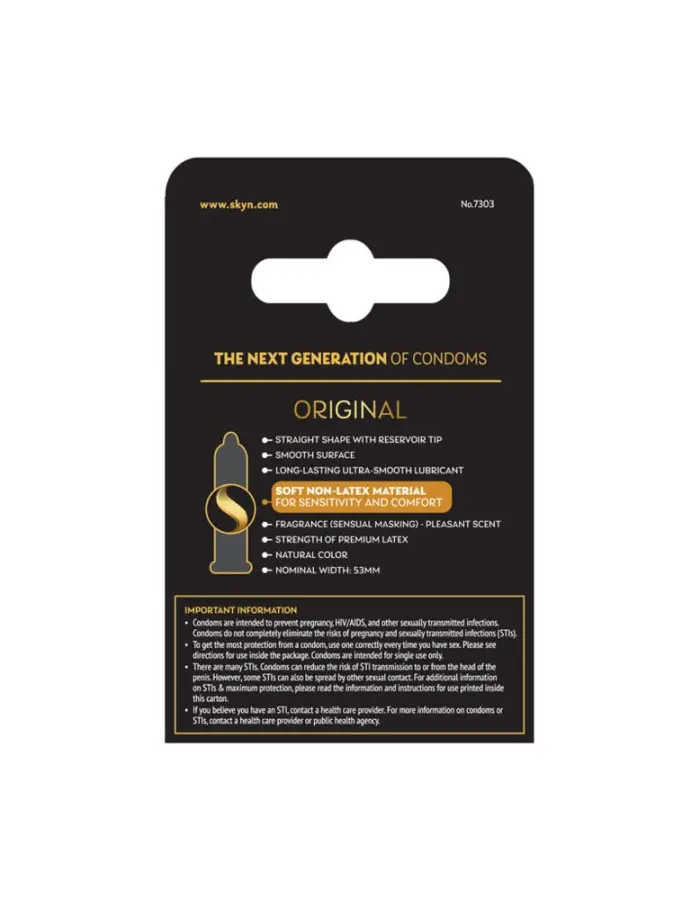 Skyn Original - Non-Latex Lubricated Condoms - 3 Pack