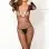 Deep v Long Sleeve Fishnet Bodystocking - One Size - Black