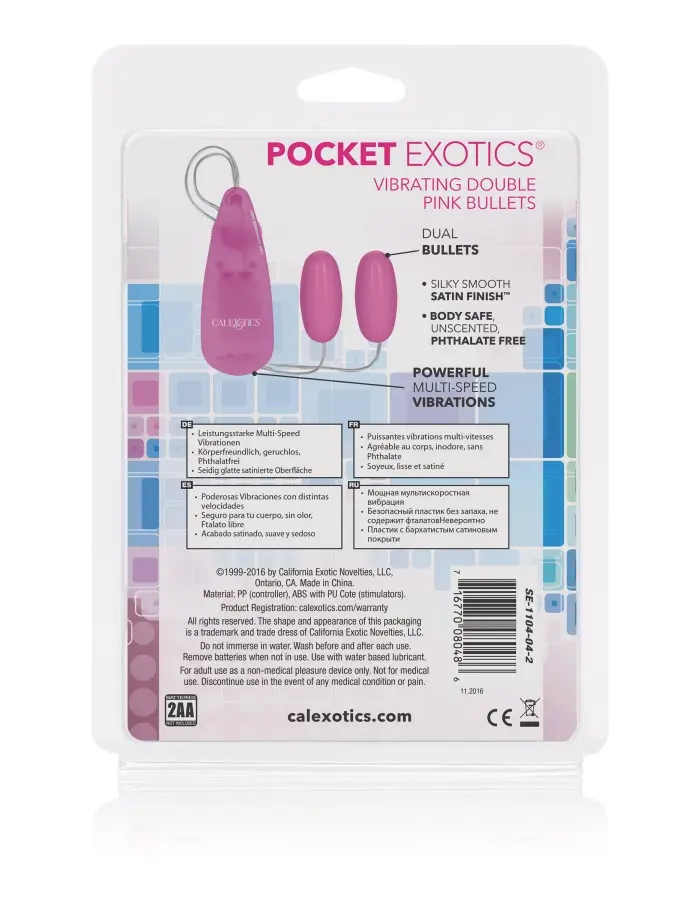 Pocket Exotics Vibrating Double Pink Passion Bullets - Pink