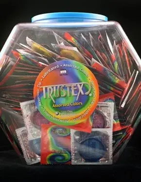 Trustex Assorted Colors Lubricated Condoms - 288 Piece Fishbowl