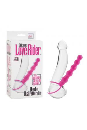 Silicone Love Rider Beaded Dual Penetrator - Pink