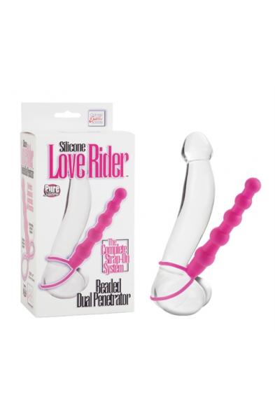 Silicone Love Rider Beaded Dual Penetrator - Pink