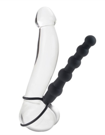 Silicone Love Rider Beaded Dual Penetrator - Black