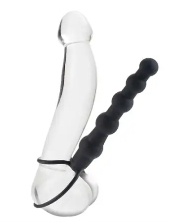 Silicone Love Rider Beaded Dual Penetrator - Black