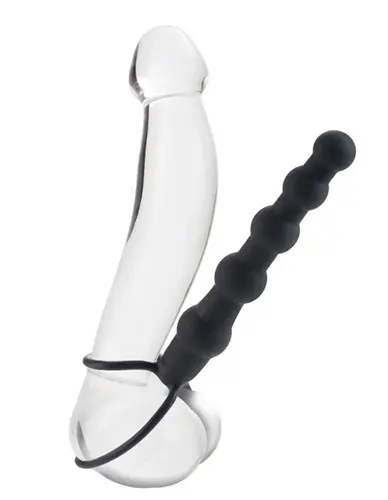 Silicone Love Rider Beaded Dual Penetrator - Black
