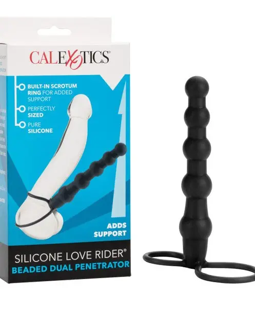 Silicone Love Rider Beaded Dual Penetrator - Black