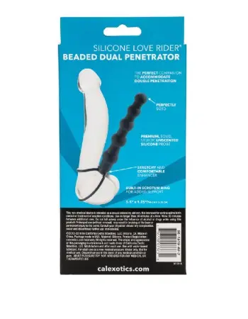 Silicone Love Rider Beaded Dual Penetrator - Black
