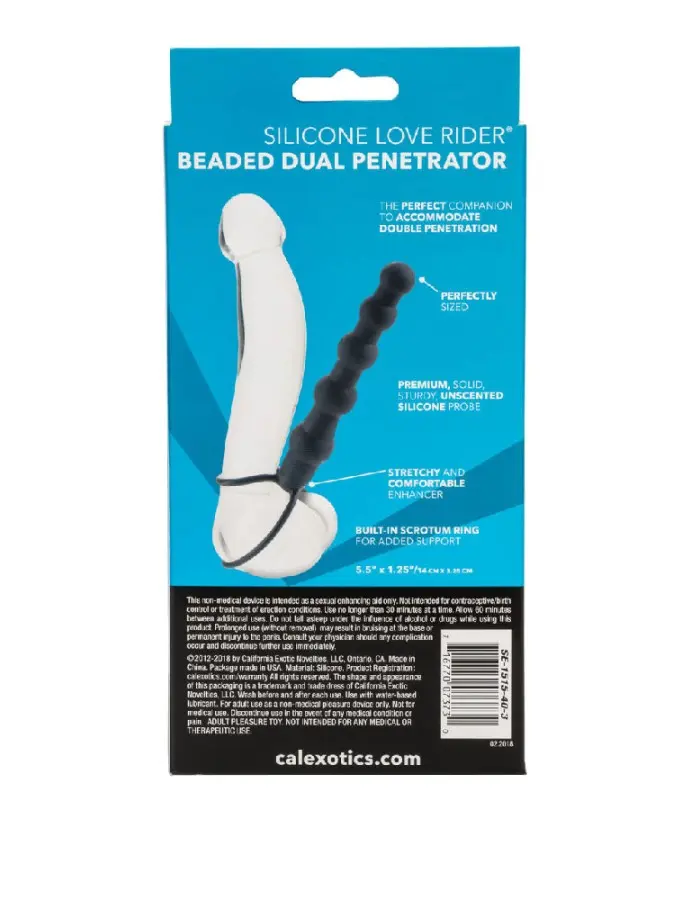 Silicone Love Rider Beaded Dual Penetrator - Black