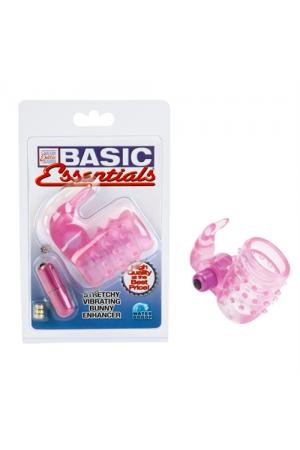 Basic Essentials Stretchy Vibrating Bunny Enhancer - Pink