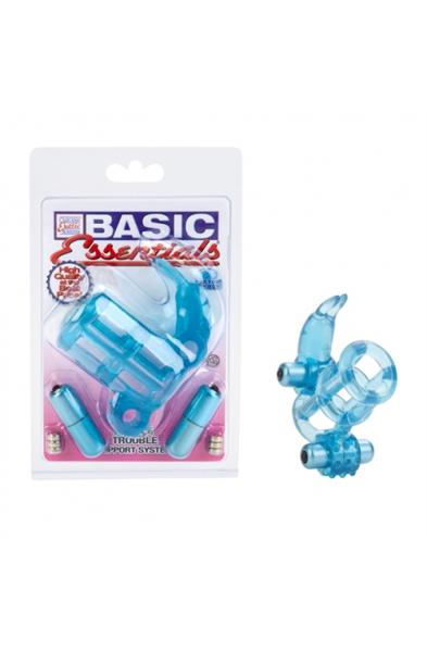 Basic Essential Double Trouble Vibrating Support System - Blue