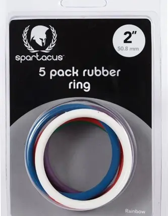 Rubber Cock Ring 5 Pack - 2 Inches - Rainbow