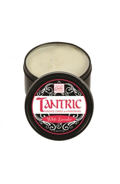 Tantric Soy Massage Candle With Pheromones White 4 Oz - Lavender