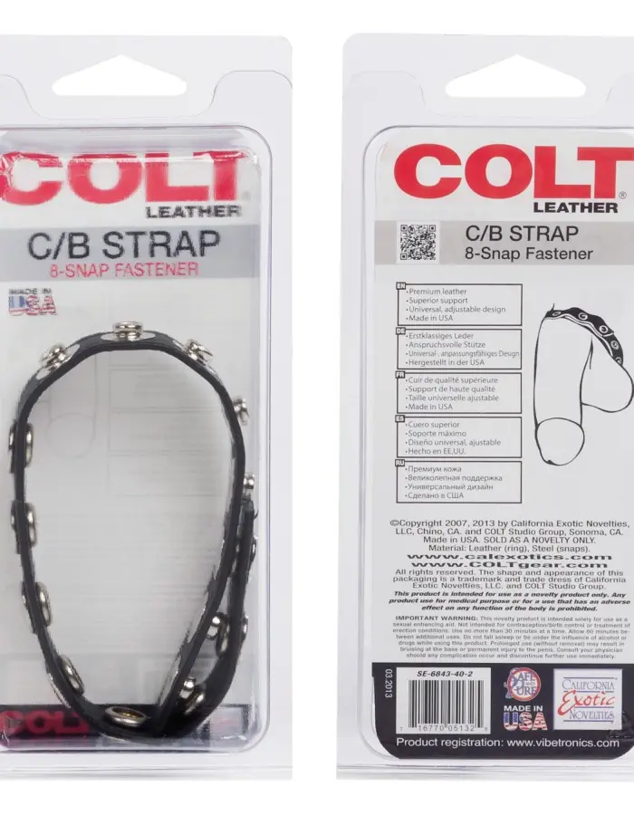 Colt 8 Snap Fastener Leather Strap - Black