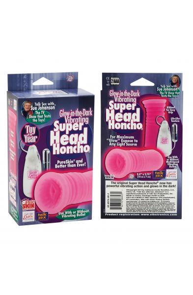 Sue Johanson Glow-in-the-Dark Vibrating Super Head Honcho - Pink