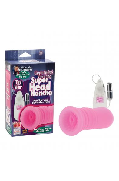 Sue Johanson Glow-in-the-Dark Vibrating Super Head Honcho - Pink