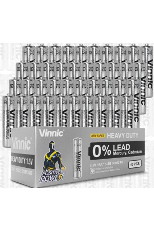 Vinnic Extra Heavy Duty AA Batteries - 40 Pcs. Box