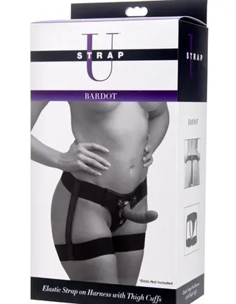 Bardot Elastic Strap on Harness With Thigh Cuffs