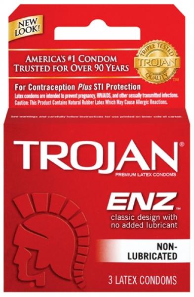 Trojan Enz Non-Lubricated Condoms - 3 Pack