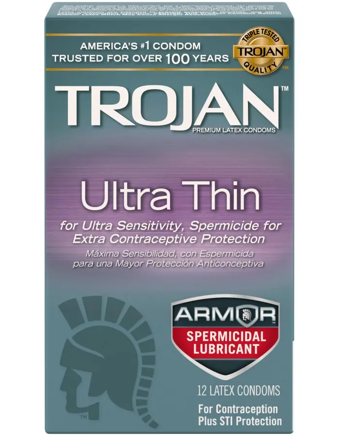 Trojan Sensitivity Ultra Thin Armor Spermicidal Lubricated Condoms 12 Pack