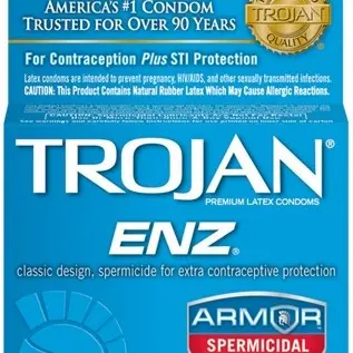 Trojan Enz Armor Spermicidal Lubricated Condoms - 3 Pack